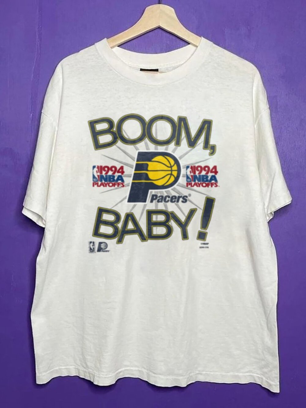 Vintage 1994 Indiana Pacers Boom Baby Playoffs T Shirt, Retro Basketball Shirt